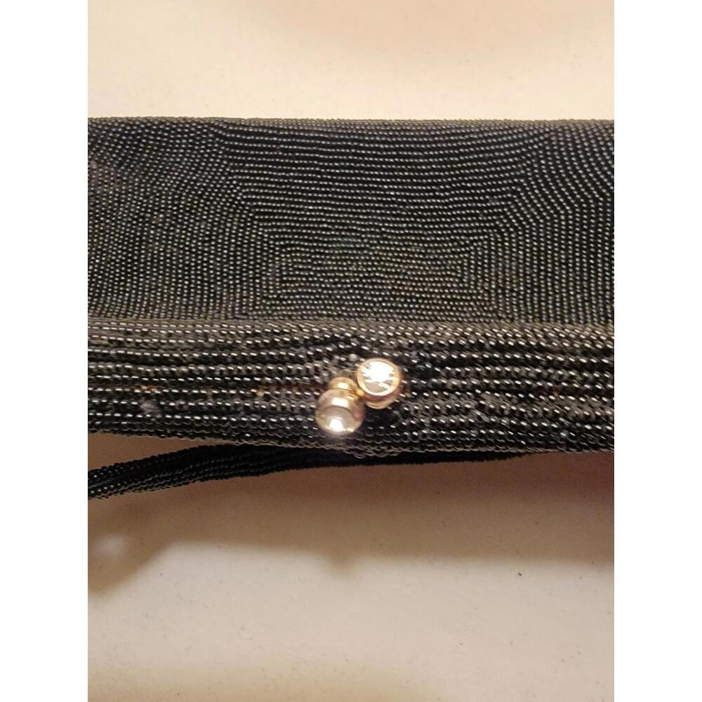 VINTAGE - La Regale - Evening Bag - Green with Black Beading